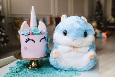 Пушистый хомячок с пледом