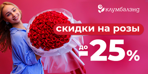 Сеть магазинов «Клумба» дарит скидку до 25% на букеты из роз по промокоду «Хомсбокс»!